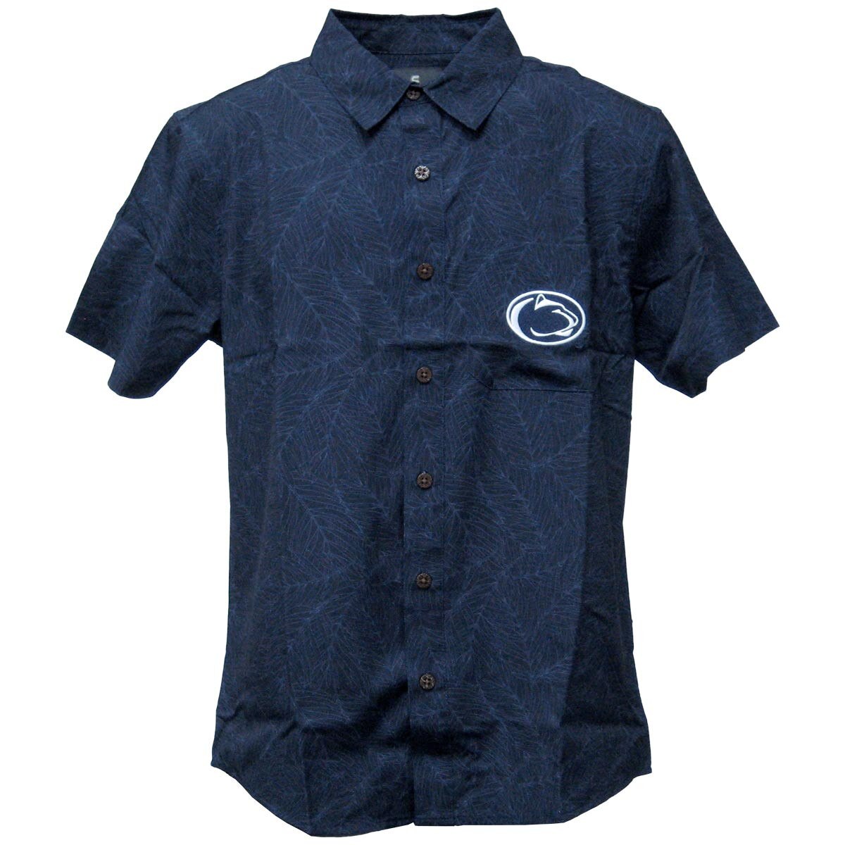 navy heather Hawaiian button down shirt with Penn State Athletic Logo